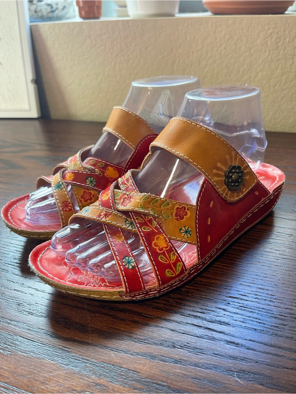 L'ARTISTE Spring Step Leigh Slide Wedge Sandal Leather
